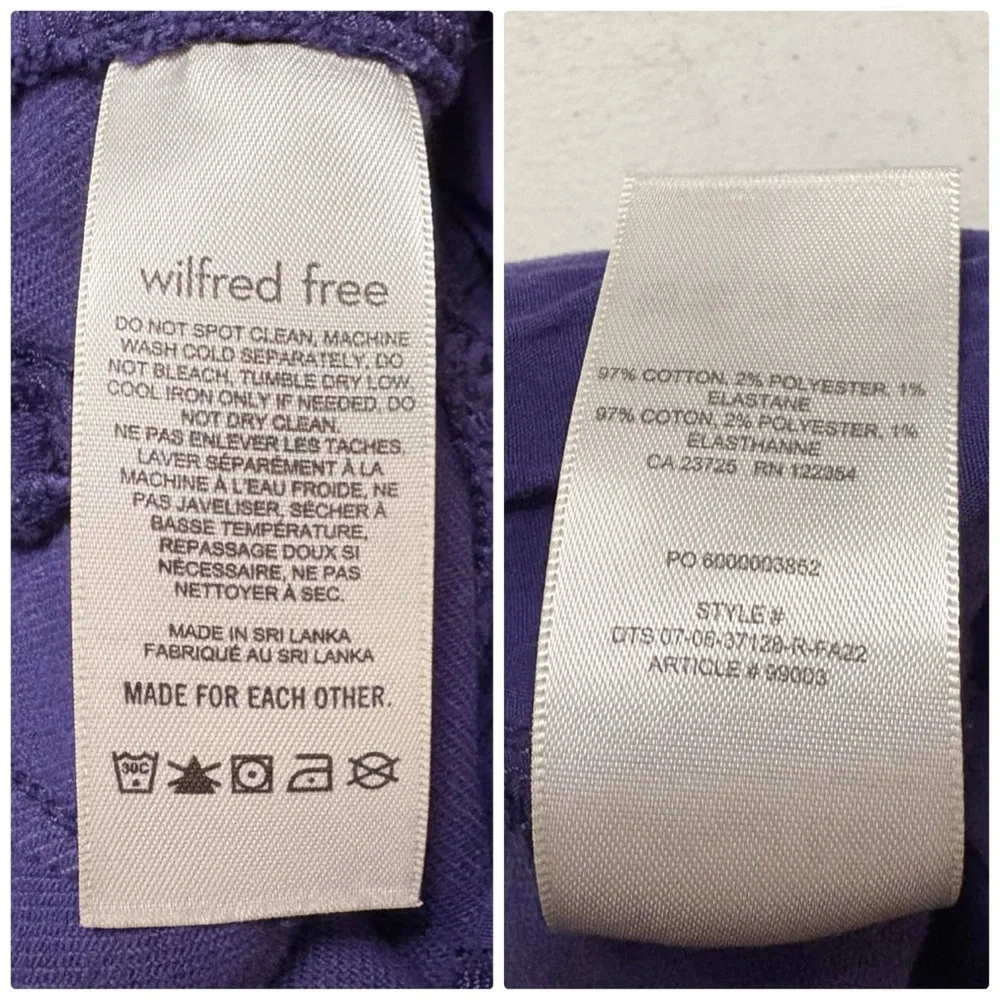 Aritzia Wilfred Free Modern High-Waisted Twill Cargo‎ Pants in Purple